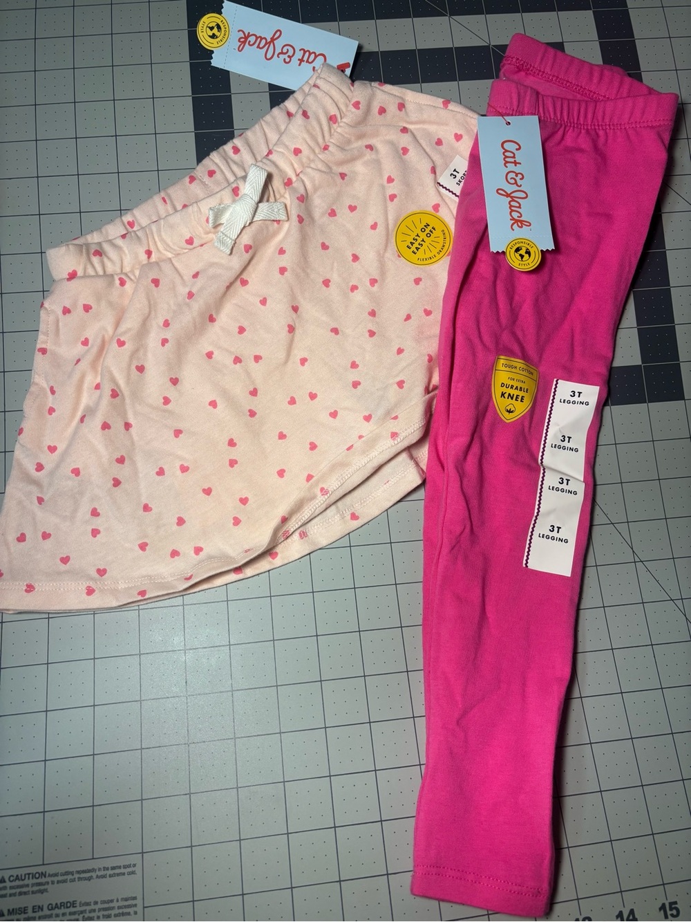 Cat & Jack Pink Heart Skirt with Hot Pink Leggings - Girls